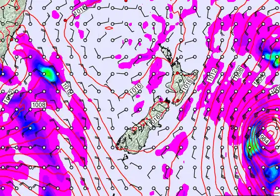 New Zealand forecast chart for Thursday, April 16th, 2026 at 12:00 PM