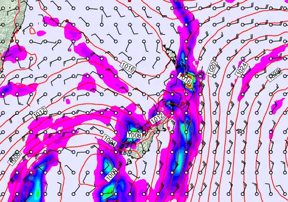 New Zealand forecast chart for Wednesday, April 8th, 2026 at 12:00 AM
