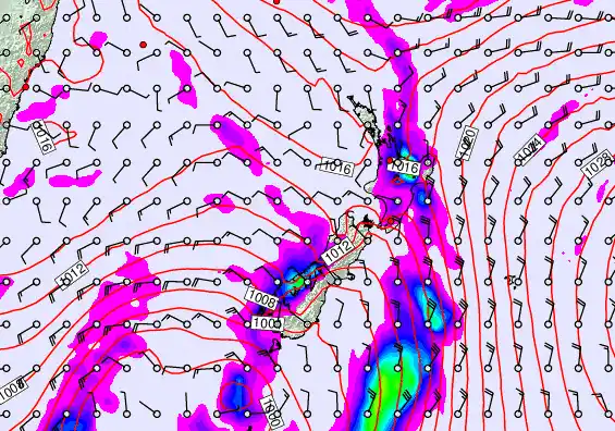 New Zealand forecast chart for Wednesday, April 8th, 2026 at 6:00 AM