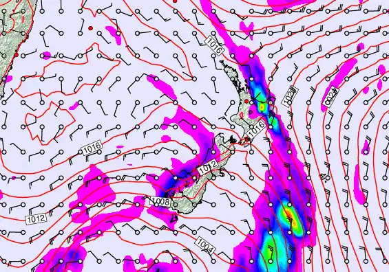New Zealand forecast chart for Wednesday, April 8th, 2026 at 12:00 PM