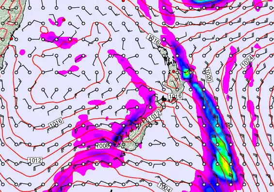 New Zealand forecast chart for Wednesday, April 8th, 2026 at 6:00 PM