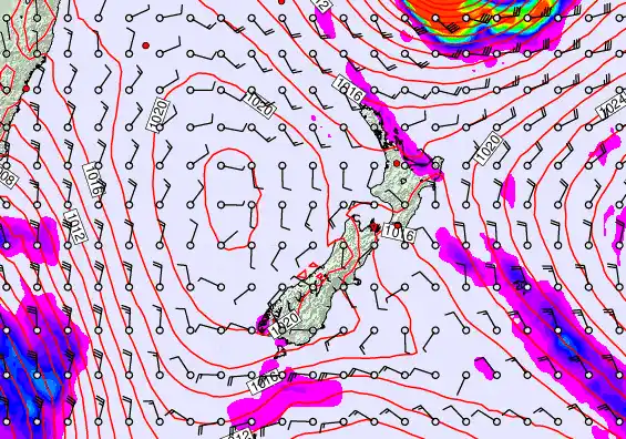 New Zealand forecast chart for Thursday, April 9th, 2026 at 12:00 PM