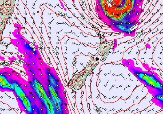 New Zealand forecast chart for Friday, April 10th, 2026 at 12:00 PM