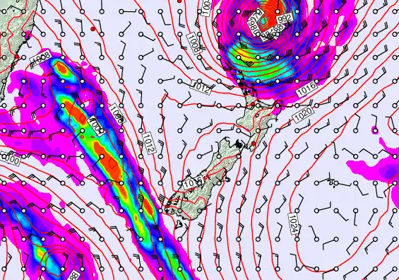New Zealand forecast chart for Saturday, April 11th, 2026 at 12:00 AM