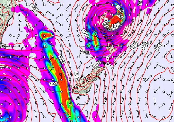 New Zealand forecast chart for Saturday, April 11th, 2026 at 12:00 PM