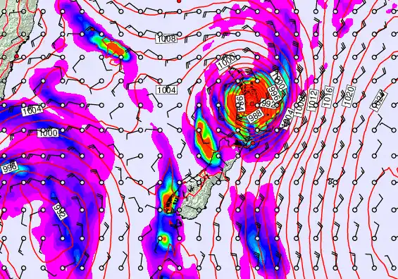 New Zealand forecast chart for Sunday, April 12th, 2026 at 12:00 AM