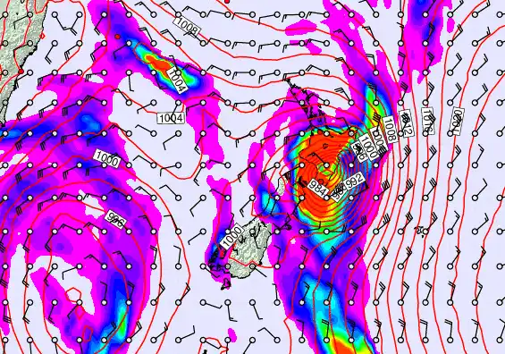 New Zealand forecast chart for Sunday, April 12th, 2026 at 6:00 AM