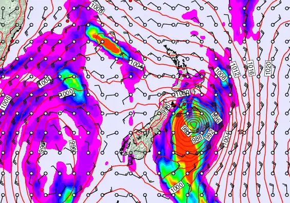 New Zealand forecast chart for Sunday, April 12th, 2026 at 12:00 PM