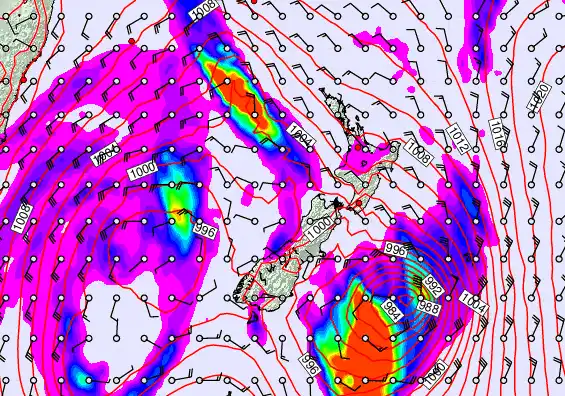 New Zealand forecast chart for Sunday, April 12th, 2026 at 6:00 PM