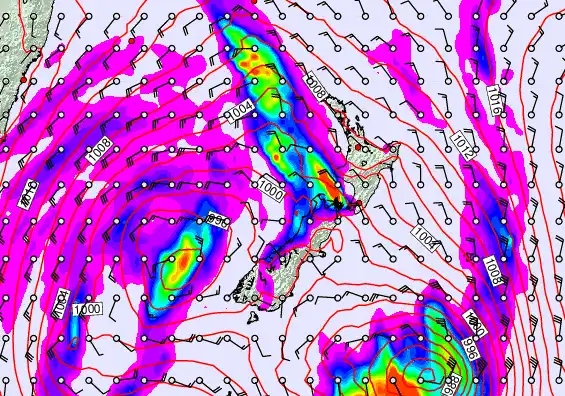 New Zealand forecast chart for Monday, April 13th, 2026 at 12:00 AM