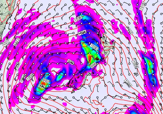 New Zealand forecast chart for Monday, April 13th, 2026 at 6:00 AM