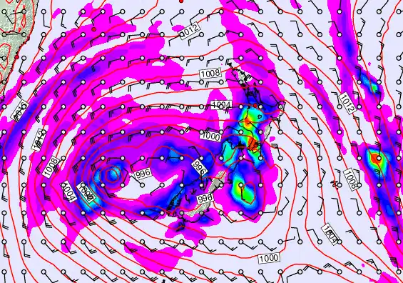 New Zealand forecast chart for Monday, April 13th, 2026 at 12:00 PM
