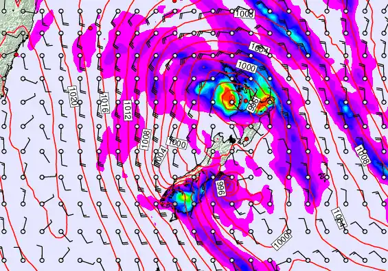 New Zealand forecast chart for Wednesday, April 15th, 2026 at 12:00 AM
