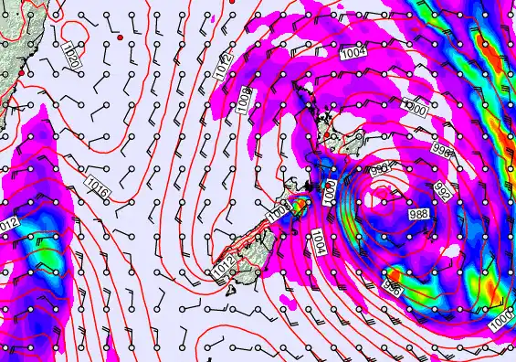 New Zealand forecast chart for Thursday, April 16th, 2026 at 12:00 AM