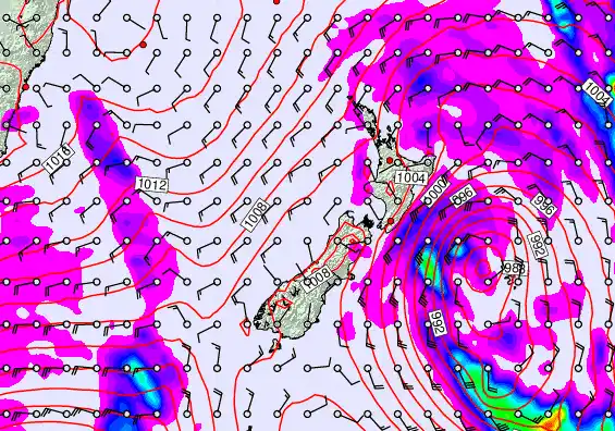 New Zealand forecast chart for Thursday, April 16th, 2026 at 12:00 PM