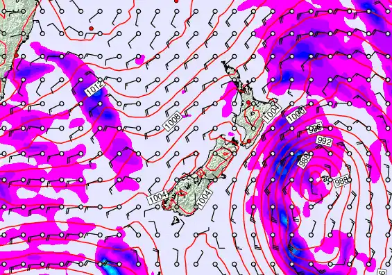 New Zealand forecast chart for Thursday, April 16th, 2026 at 6:00 PM