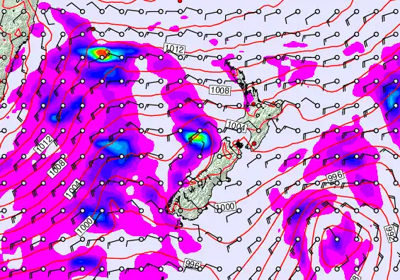 New Zealand forecast chart for Friday, April 17th, 2026 at 12:00 PM