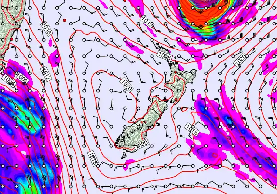 New Zealand forecast chart for Thursday, April 9th, 2026 at 6:00 PM