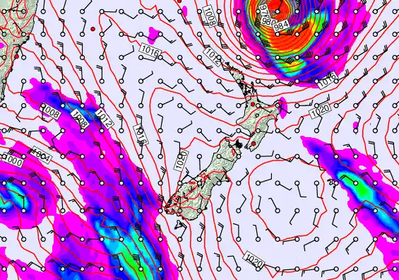 New Zealand forecast chart for Friday, April 10th, 2026 at 12:00 PM