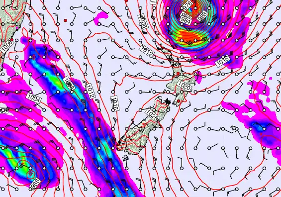 New Zealand forecast chart for Friday, April 10th, 2026 at 6:00 PM