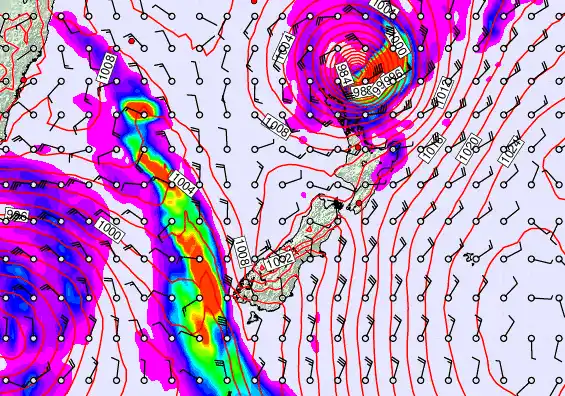 New Zealand forecast chart for Saturday, April 11th, 2026 at 12:00 PM