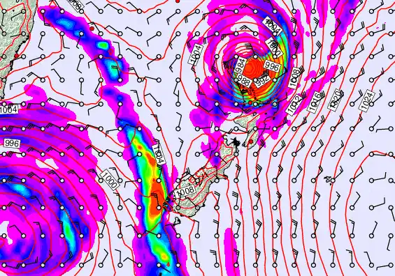 New Zealand forecast chart for Saturday, April 11th, 2026 at 6:00 PM