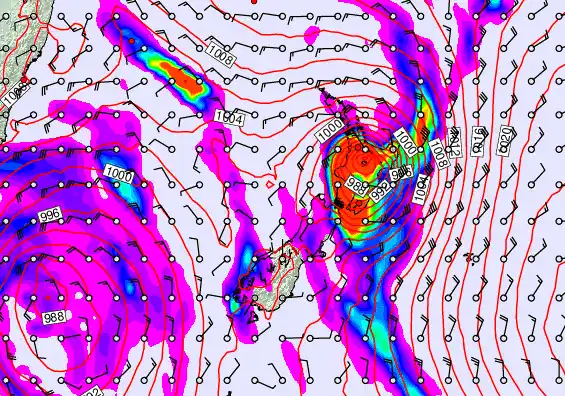 New Zealand forecast chart for Sunday, April 12th, 2026 at 6:00 AM