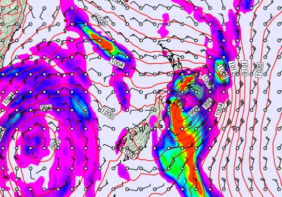 New Zealand forecast chart for Sunday, April 12th, 2026 at 12:00 PM
