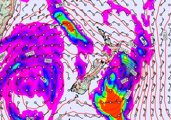 New Zealand forecast chart for Sunday, April 12th, 2026 at 6:00 PM