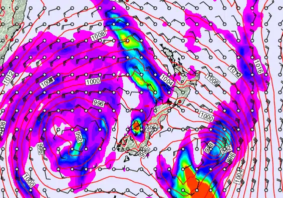 New Zealand forecast chart for Monday, April 13th, 2026 at 12:00 AM