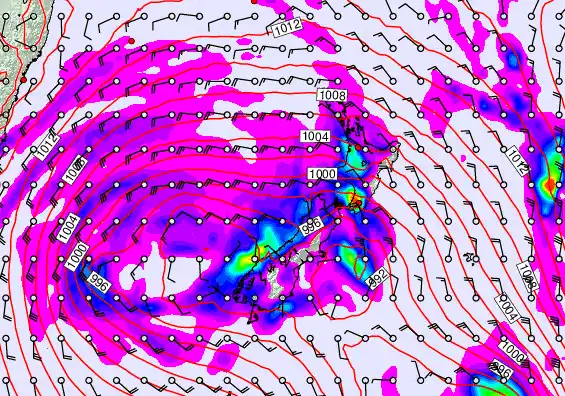 New Zealand forecast chart for Monday, April 13th, 2026 at 12:00 PM