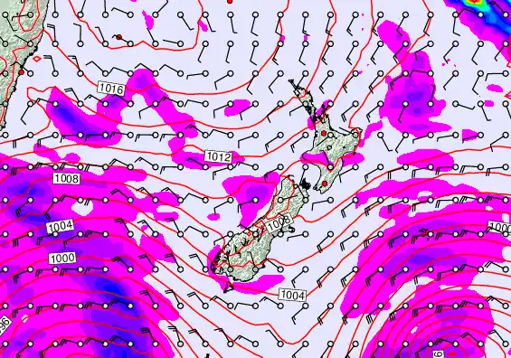 New Zealand forecast chart for Thursday, April 16th, 2026 at 12:00 PM