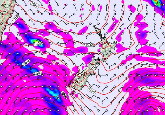 New Zealand forecast chart for Thursday, April 16th, 2026 at 6:00 PM