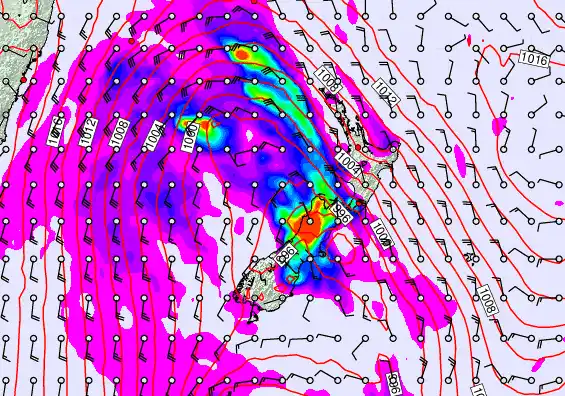 New Zealand forecast chart for Saturday, April 18th, 2026 at 12:00 AM