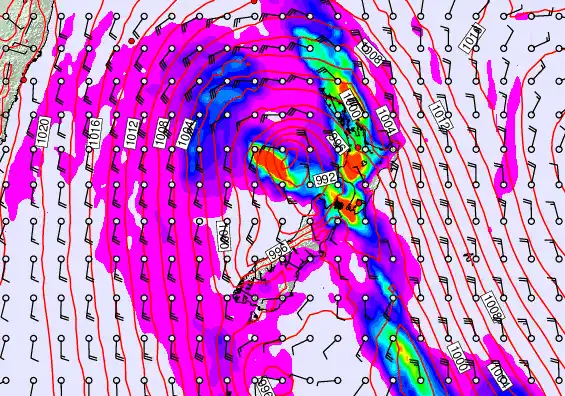 New Zealand forecast chart for Saturday, April 18th, 2026 at 12:00 PM