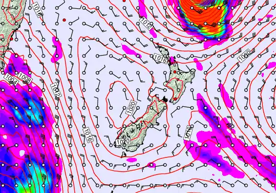 New Zealand forecast chart for Thursday, April 9th, 2026 at 6:00 PM