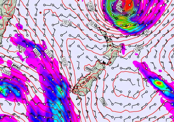 New Zealand forecast chart for Friday, April 10th, 2026 at 12:00 PM