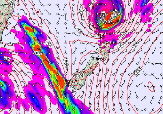 New Zealand forecast chart for Saturday, April 11th, 2026 at 6:00 AM