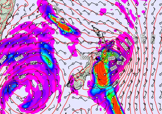 New Zealand forecast chart for Sunday, April 12th, 2026 at 12:00 PM