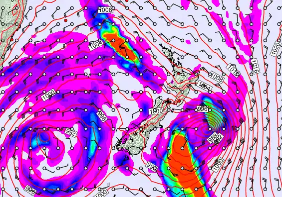 New Zealand forecast chart for Sunday, April 12th, 2026 at 6:00 PM