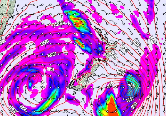 New Zealand forecast chart for Monday, April 13th, 2026 at 12:00 AM