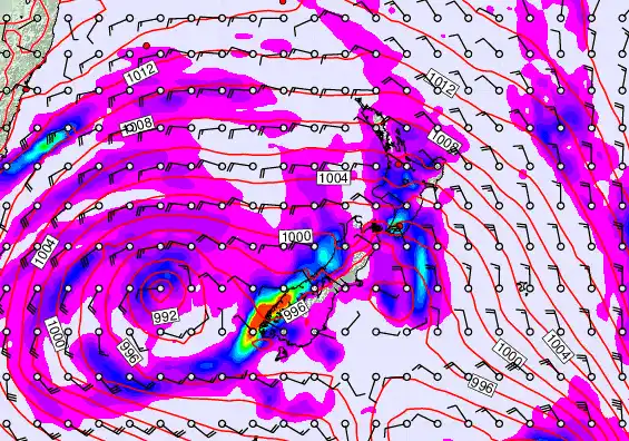 New Zealand forecast chart for Monday, April 13th, 2026 at 12:00 PM
