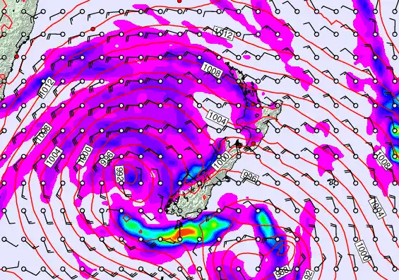 New Zealand forecast chart for Tuesday, April 14th, 2026 at 12:00 AM