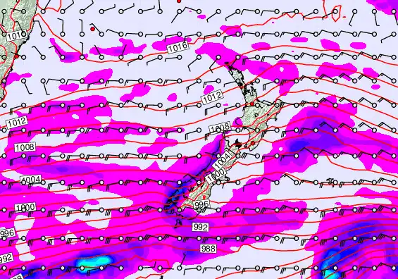New Zealand forecast chart for Thursday, April 16th, 2026 at 12:00 PM
