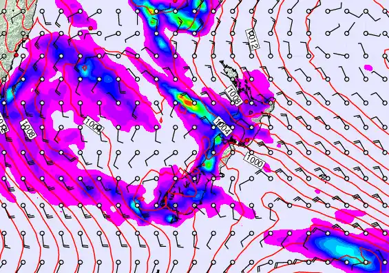 New Zealand forecast chart for Saturday, April 18th, 2026 at 6:00 AM