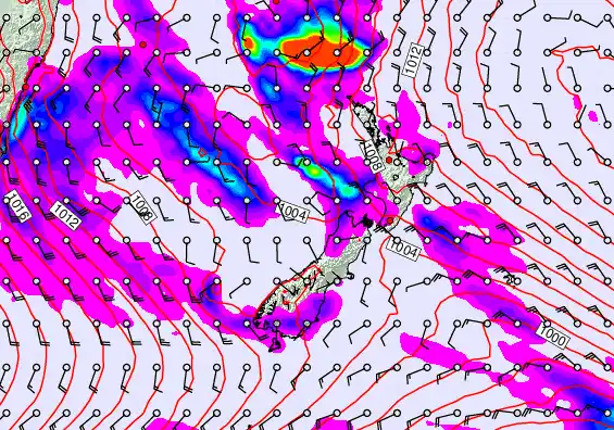 New Zealand forecast chart for Saturday, April 18th, 2026 at 12:00 PM