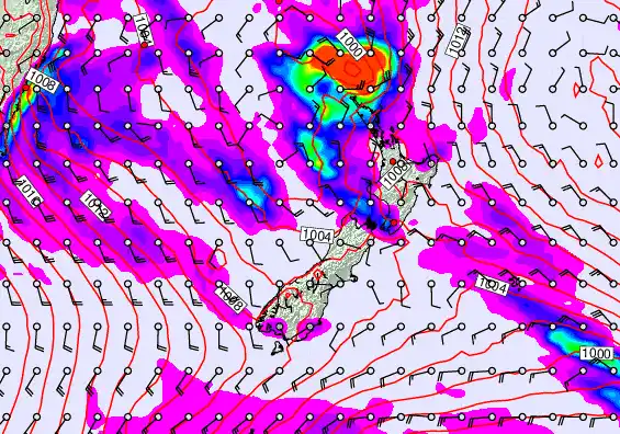 New Zealand forecast chart for Saturday, April 18th, 2026 at 6:00 PM