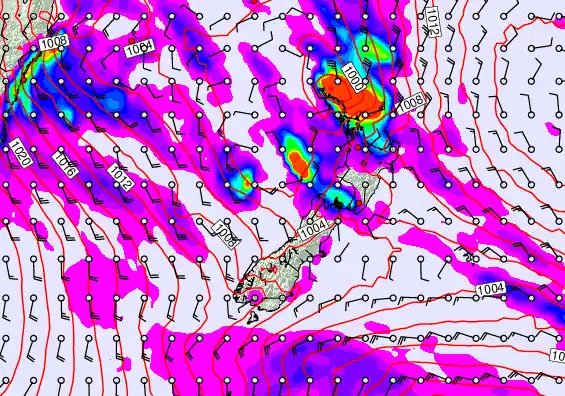 New Zealand forecast chart for Sunday, April 19th, 2026 at 12:00 AM