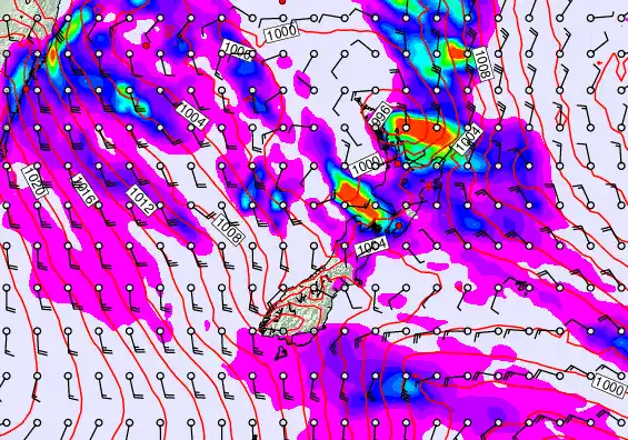 New Zealand forecast chart for Sunday, April 19th, 2026 at 6:00 AM