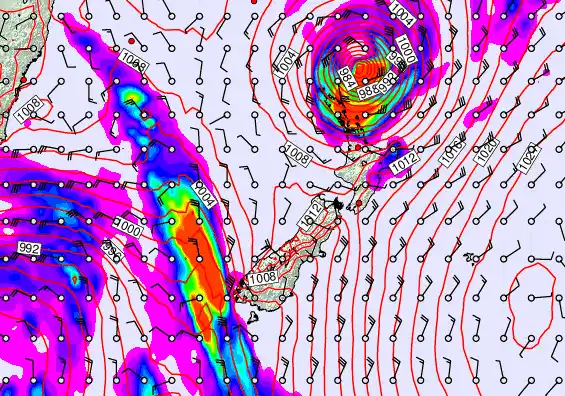 New Zealand forecast chart for Saturday, April 11th, 2026 at 12:00 PM